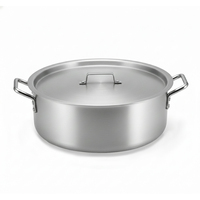 Panci Dangkal Aluminium Kapasitas Besar Dengan Tutup untuk Dapur Komersial, Kompor Gas dan Induksi, Pasokan Grosir
