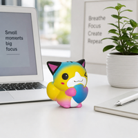 Squishy Cœur de Chat Mignon - Jouet Anti-Stress à Rebond Lent, Figurine Animale Adorable pour Décoration d'Étagère, Décoration de Chat Mignon et Compagnon Anti-Stress Adorable