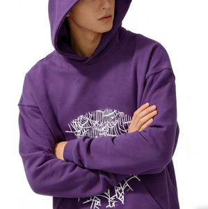 Sweat à capuche oversize en molleton 100 % coton de qualité supérieure, modèle <span class=keywords><strong>Spader</strong></span> 3D, avec impression en relief et logo. - Product Image 5