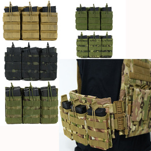 Bolsa Táctica MOLLE Triple Abierta para Cargadores M4 M16 M14, Nylon 600D con Retención Elástica - Product Image 1