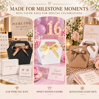 Sacs cadeaux créatifs miniatures en papier avec poignées pour kits de perçage d'oreilles, cadeaux de fête des 16 ans et cadeaux pour invités de Quinceañera