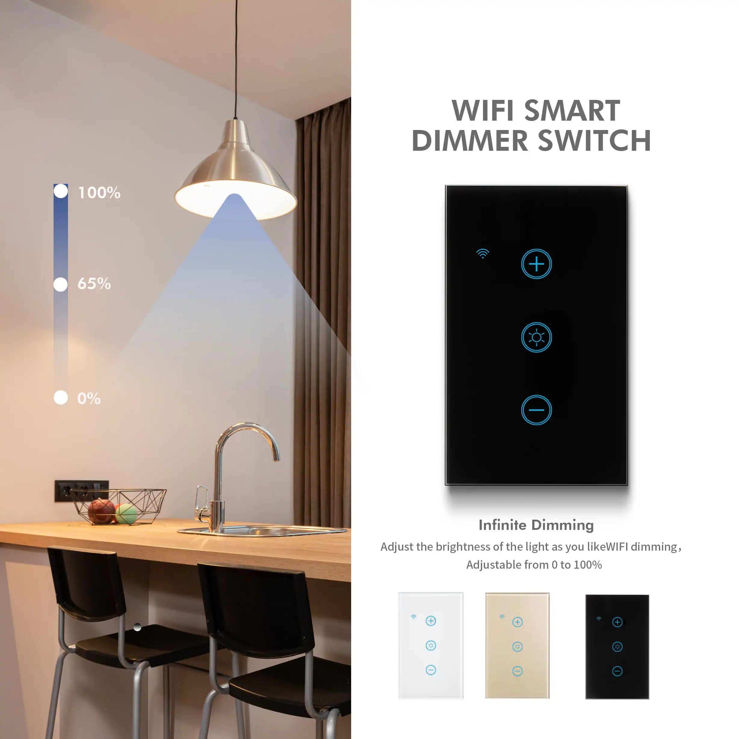 M.DAY US Standard 118 tipo all'ingrosso WiFi Touch Dimmer Switch interruttore elettrico interruttore Dimmer Wi-fi 220V/2.4GHz