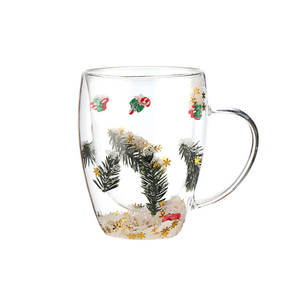 Vente en gros de tasses à café en verre borosilicate à double paroi avec poignées, logo personnalisé, tasses créatives de Noël - Product Image 6