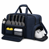 Sac de sport décontracté bleu marine, sac de voyage week-end avec compartiment à chaussures ventilé, bandoulière réglable pour la gym