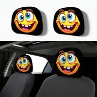 CR Funny Novelty Black Skull Print Universal Stretch Elastic Car Headrest Protective Sleeve SUV Truck Auto Interior Accessory