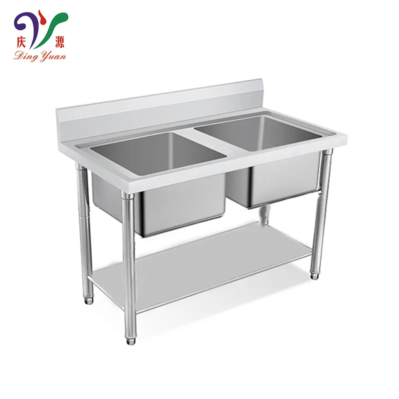 Commercial industrial 304 stainless steel kitchen restaurant fish processing sink table