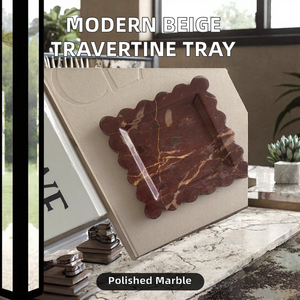 Plateau de présentation de bijoux en marbre travertin beige moderne SW STONE, poli, étanche, décoratif, pour le design graphique - Product Image 2
