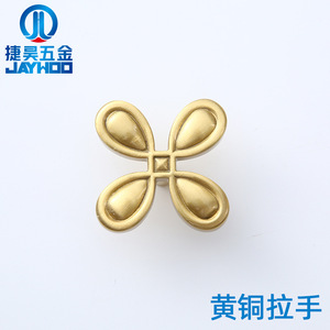Jiehao Four Leaf Clover Brass Cabinet Handle Nordic Gold Single Hole Solid Brass Furniture Knob - Product Image 5