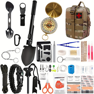 Survival Tools Kit Multi-functional Outdoor Camping Emergency First Aid Gear Set With Shovel Compass Knife Bandage Scissors - Product Image 1