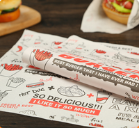 Papier d'emballage laminé personnalisé en usine, jetable, résistant à la graisse et à l'huile, recyclable, pour la pâtisserie, les rouleaux de poulet et les burgers