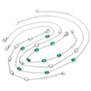 للماء رقيقة سلسلة الفولاذ المقاوم للصدأ الأخضر دلاية من حجر الزركون قلادة سوار الخلخال طقم مجوهرات - Product Image 6