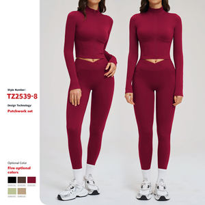 XW-TZ2539-8 新品上市 健身服 健身夹克 紧身裤 定制运动普拉提服装 健身服两件套 瑜伽服套装 - Product Image 2