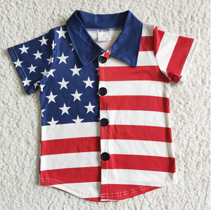 Camisas con botones y estampado de estrellas del 4 de julio para hermanos y bebés varones - Product Image 6