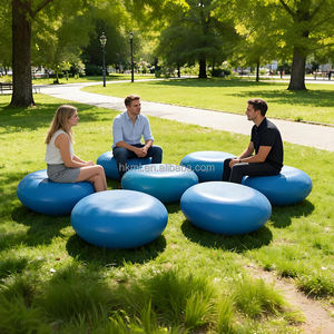 Banc de repos public durable en fibre de verre de forme galet moderne pour centres commerciaux et parcs - Product Image 4