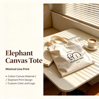 Sac fourre-tout en toile de coton écologique, imprimé motif éléphant minimaliste, réutilisable, sac à bandoulière pour le shopping, logo personnalisé, vente en gros