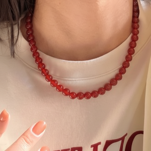 G & G collana di perline di moda rossa onice accessori colorati con disegno di perline e palla - Product Image 1