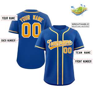 Camiseta de Béisbol Clásica Personalizada en Oro Real y Blanco, Estilo Auténtico - Product Image 3