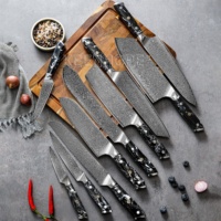 KEENHOPE 10-teiliges Professionelles Japanisches Damast-Küchenmesser-Set, 67 Lagen AUS-10 Stahl, Scharfes Kochmesser mit Pink-Türkisem Griff
