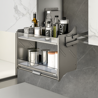 ARTSTEEL Cesto Elevatório Moderno para Cozinha 700MM com Painel de Vidro para Armários Altos, Organizador de Condimentos com Abertura Amortecida