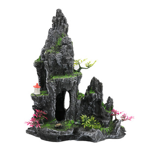 ของตกแต่งตู้ปลาถ้ำหินรูปวิวภูเขาภูเขาเทียมตกแต่งตู้ปลาตู้ปลาสำหรับถ้ำปลาที่หลบซ่อนตัวของปลากัด - Product Image 1