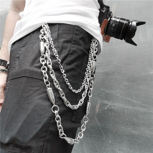 <span class=keywords><strong>REWIN</strong></span> Herren Mode Dreischichtige 22'' Silberne Casual Punk Taillenkette Personalisierte Hip-Hop Bullet Hosen-Geldbörsen-Ketten Gürtel - Product Image 1