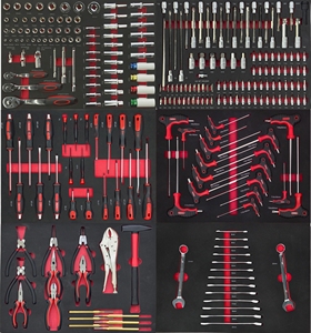 258-teiliges Professionelles Basis Handwerkzeugset mit Normalen Schraubenschlüsseln, Reparaturnüssen und Schraubendrehern mit Sichelgriffen für Reparaturwerkstätten - Product Image 1