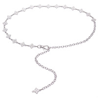 Chaîne de ceinture décorative vintage en alliage de zinc et strass pour femme, accessoires de taille pour jupe et robe, fin et simple, argenté, pour l'été, modèle avancé