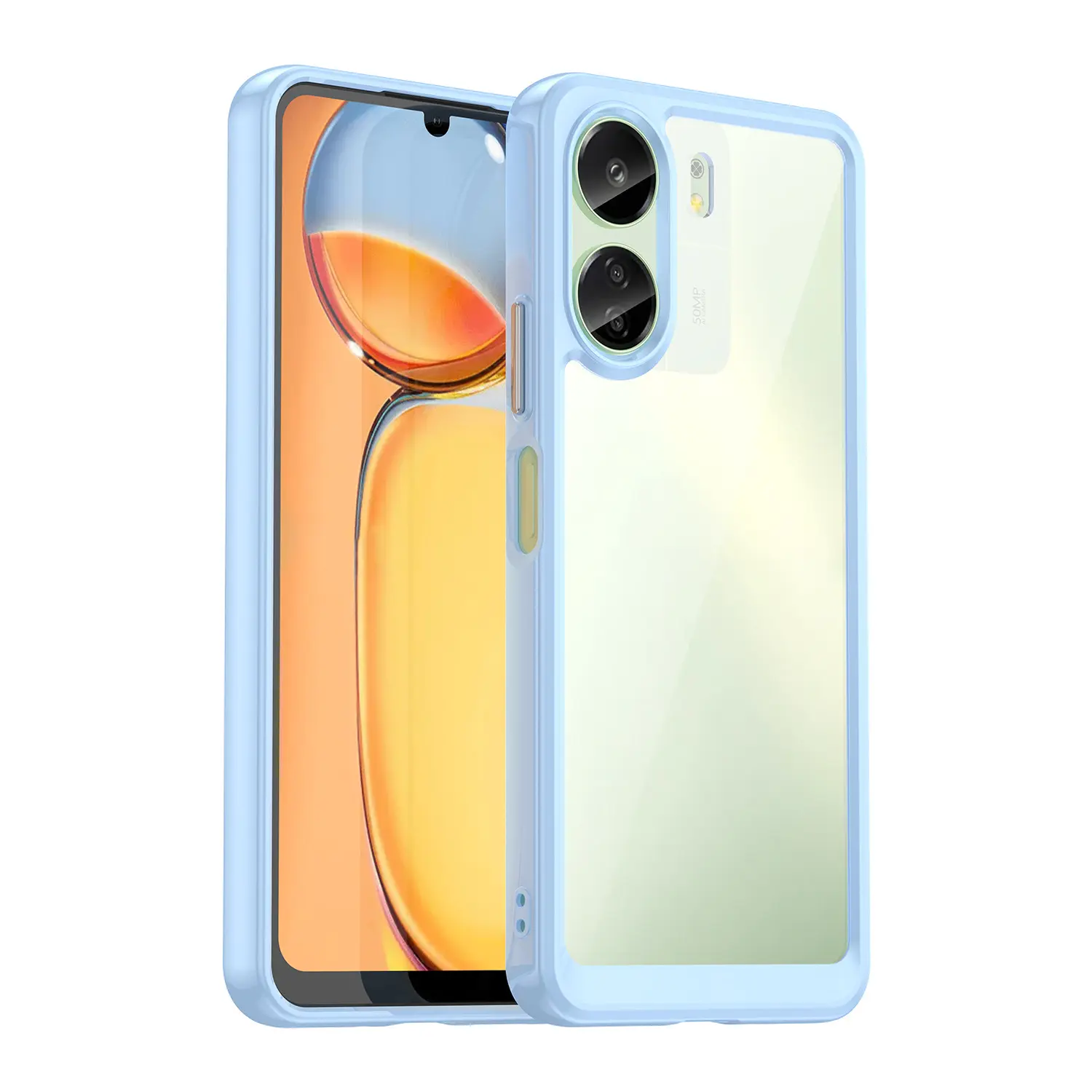 Shockproof clear acrylic phone case for redmi 13C color frame mobile phone back cover phone case bumper for redmi 13C