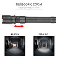 Lampe de poche tactique à lumière led, de Style militaire, torche alimentée par batterie d'alimentation, Zoom, projecteur Rechargeable, xhp90