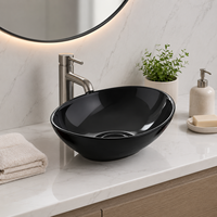 Vasque à poser ovale en céramique de luxe à motifs multicolores, sans trou pour robinet, pour salle de bain moderne de maison ou d'hôtel