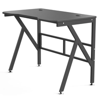 Bureau d'ordinateur multifonctionnel extensible en bois noir en forme de K, durable, avec porte-gobelet et support pour casque de jeu
