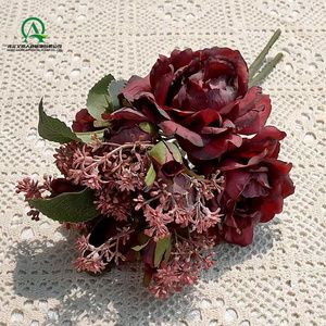 Ramo de flores rosas artificiales, ramo de <span class=keywords><strong>Flora</strong></span> de boda para novia, dama de honor, centros de mesa, arreglo Floral, decoración del hogar - Product Image 2
