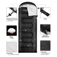 Sac de couchage imperméable KingGear pour le camping en hiver par temps froid avec sac de compression pour adultes et enfants