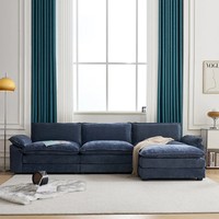 Ensemble de canapé-lit modulaire sectionnel confortable en chenille, convertible, avec cadre métallique moderne, dossier coussiné, en forme de U, beige et blanc, pour salon