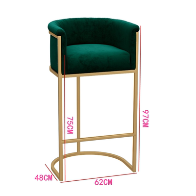 Modern Hot Sale High Back Gold Frame Metal Counter Bar Stool, Bar Chair