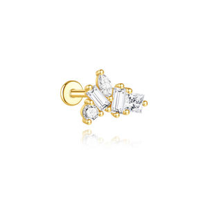 Lotus Customized Solid 14K Real <b>Gold</b> Diamonds Dangle Internal Threaded <b>Earring</b> Fine Piercing Jewelry Wholesale <b>for</b> Women <b>Men</b> - Product Image 3