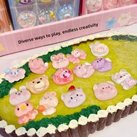 Pegatinas Decorativas Transparentes 3D con Efecto Shaker de Resina Epoxi, Calcomanías Redondas con Burbujas en Relieve de Oso, Conejo, Cerdo y Pato con Purpurina, Adornos para Cuadernos
