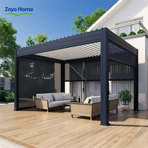 Abri contre la pluie et la neige, gazebo avec toit en aluminium incliné et système de drainage efficace des eaux de pluie - Product Image 4