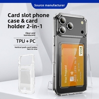 Étui de téléphone transparent 2-en-1 avec fente verticale pour cartes, coque de protection multifonctionnelle anti-chute avec double rangement pour cartes pour iPhone 17 Max