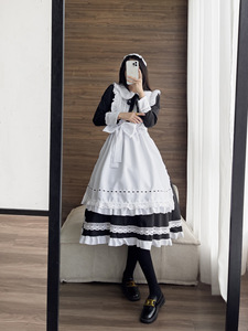<span class=keywords><strong>Costume</strong></span> <span class=keywords><strong>de</strong></span> servante Lolita <span class=keywords><strong>pour</strong></span> <span class=keywords><strong>homme</strong></span> et femme <span class=keywords><strong>de</strong></span> chambre, tenue longue noire et blanche <span class=keywords><strong>de</strong></span> grande taille 5XL - Product Image 3