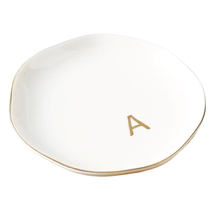 Plateau à bijoux en porcelaine blanche Art Déco avec lettres anglaises gravées sur mesure, porte-bijoux, plateau à bagues, décoration, cadeau pour mariage, fête des mères - Product Image 1