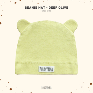 Bonnet respirant en coton et élasthanne, couleur olive foncé, pour un confort léger et une douceur durable au quotidien. - Product Image 1