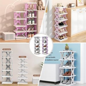 Meuble à chaussures moderne multi-niveaux, simple et peu encombrant, pour petits espaces étroits, idéal pour l'entrée. - Product Image 3