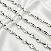 Collier en acier inoxydable en forme de grains de café de 3/5/7/8/10 mm avec fermoir en forme de 8 pour femmes et bijoux pour hommes – Vente en gros