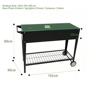 Jardinière surélevée en acier galvanisé facile à assembler avec roues et étagère de rangement, bac à plantes mobile <span class=keywords><strong>surélevé</strong></span> pour le jardinage - Product Image 6