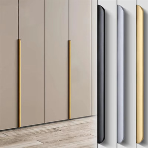 Poignées de porte et poignées de tiroir modernes en alliage d'aluminium finition dorée, à bord dissimulé, pour armoires, commodes, cuisine, chambre et salle de bain - Product Image 1