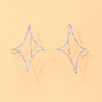 Nouvelles Boucles d'Oreilles Manchette Étoile à Quatre Branches Creuses en Strass et Cristal, Clip d'Oreille Enveloppant, Bijoux Fantaisie Punk Gothique Elfe pour Femme