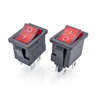 Interrupteur à bascule électrique miniature 0-1 carré, modèle HM-KCD1-126, lampe bleue, 250 V CA, PA66, haute qualité, 4P 4 broches, argent, vente chaude
