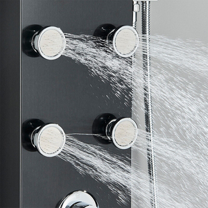 Colonne de douche murale thermostatique à poignée unique en acier inoxydable brossé avec fonctions Douce, Pause, Pluie, Jet, Massage et cartouche céramique - Product Image 2