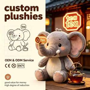 Peluche Éléphant Personnalisée pour Salon <span class=keywords><strong>de</strong></span> Thé, Service OEM ODM, Excellent Rapport Qualité-Prix, Jouet Créatif Certifié CE EN71, Peluche Sûre - Product Image 1